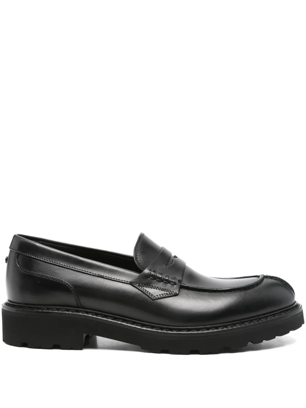 Canali penny leather loafers Black