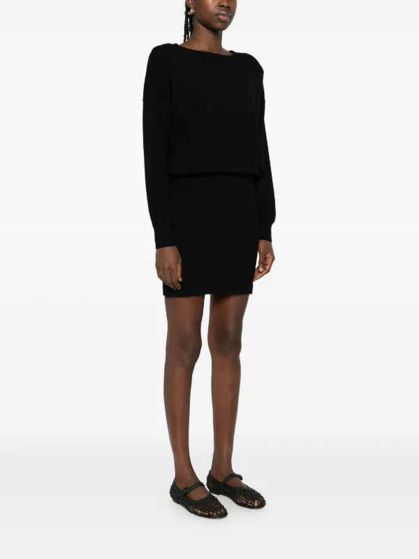 boat-neck long-sleeve Mini Dress Black FARFETCH UK