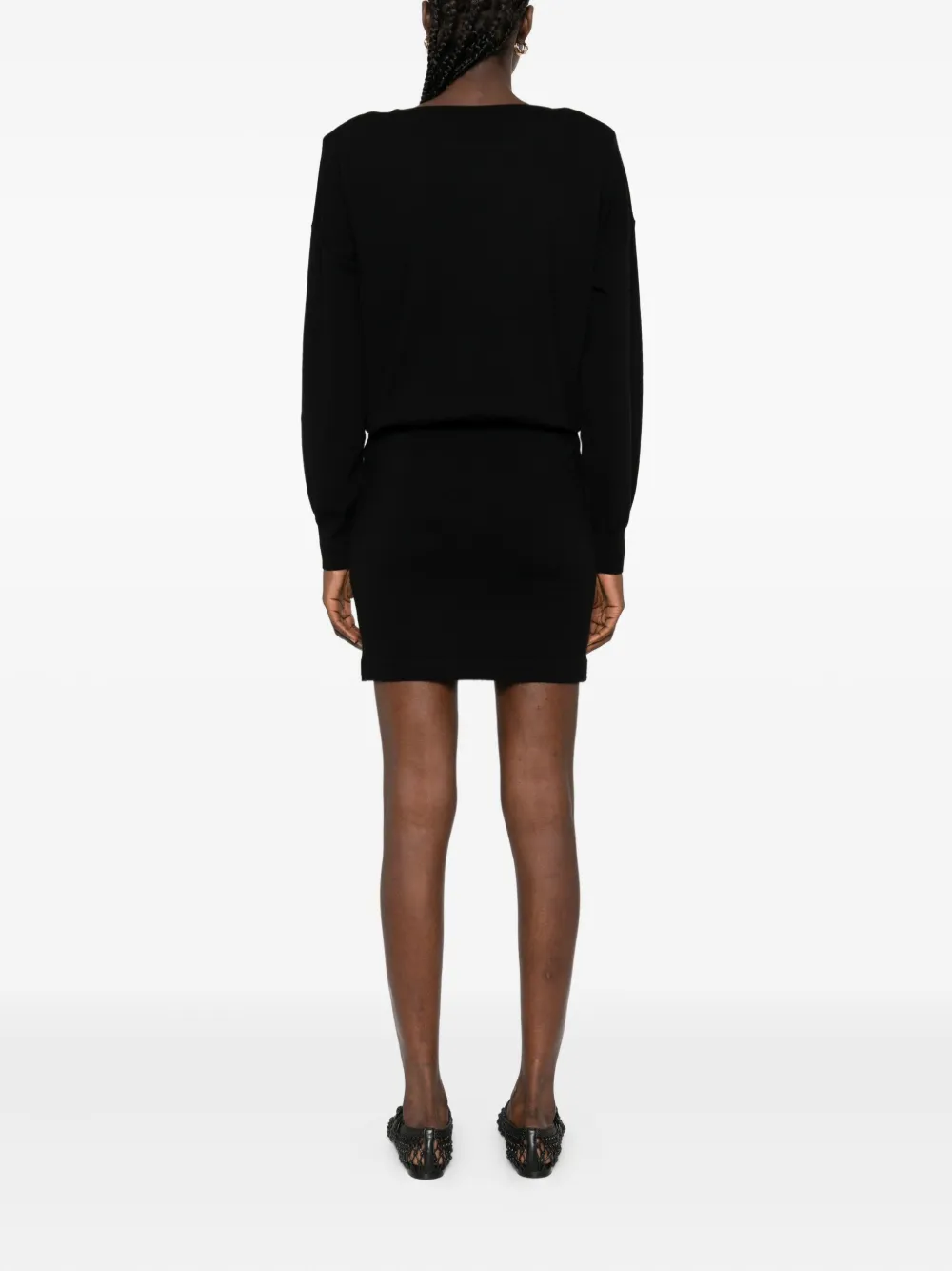 P.A.R.O.S.H. Mini-jurk met lange mouwen en boothals Zwart