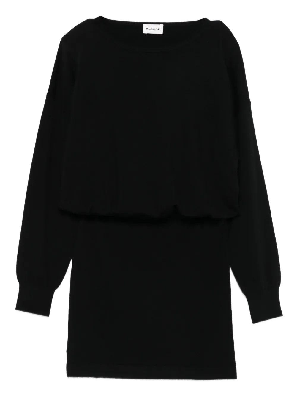 P.A.R.O.S.H. boat-neck long-sleeve mini dress Zwart