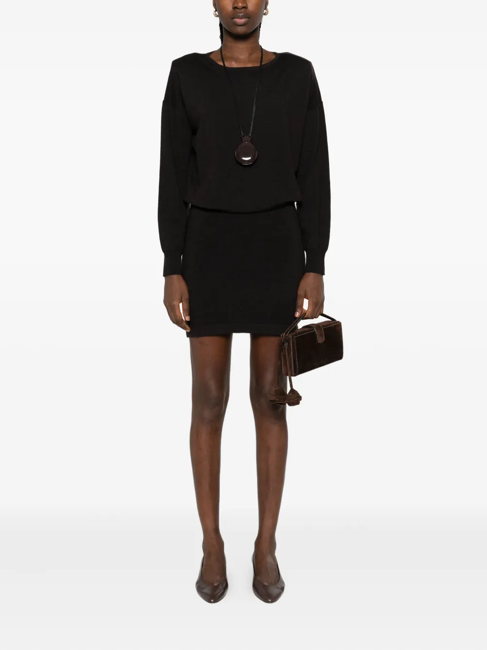 P.A.R.O.S.H. boat-neck mini dress - Bruin
