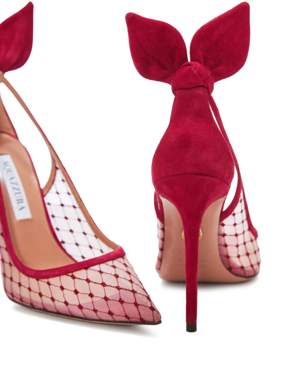 Aquazzura mesh-panelled stiletto pumps Red