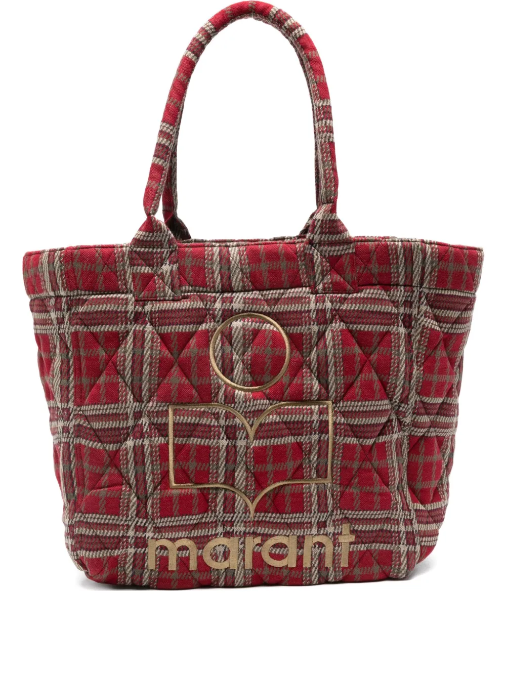 Isabel Marant Small Yenky Tartan Tote Bag In Red