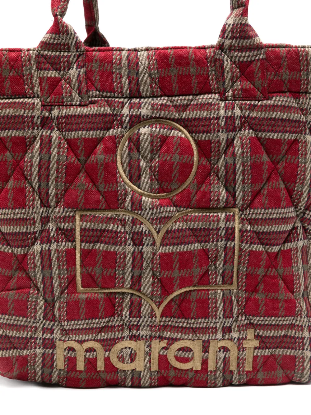 Isabel Marant Small Yenky Tartan Tote Bag In Red