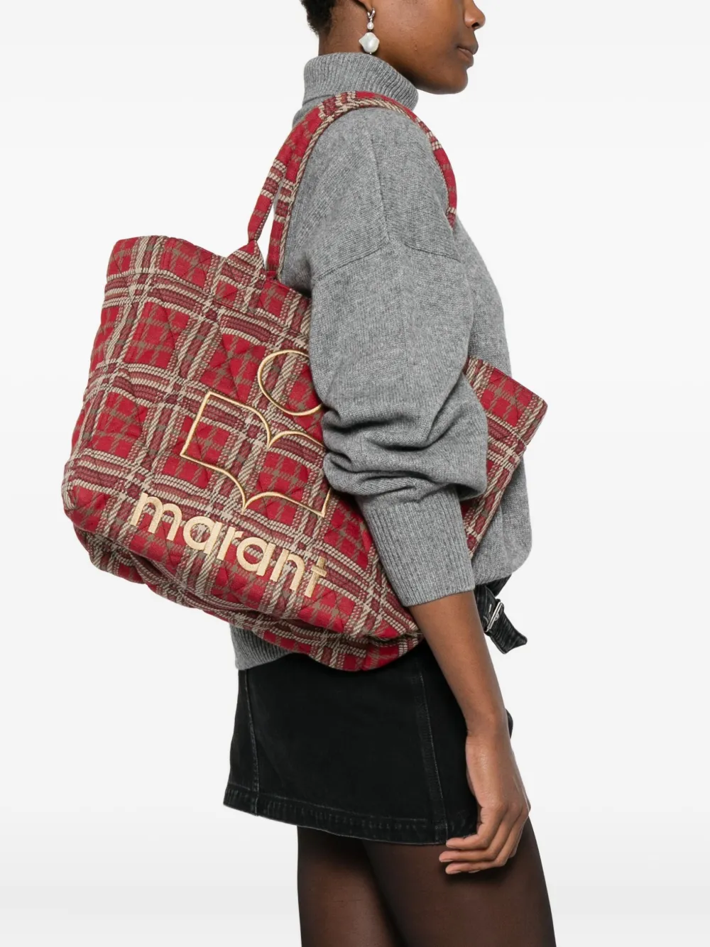 ISABEL MARANT small Yenky Tartan tote bag - Rood