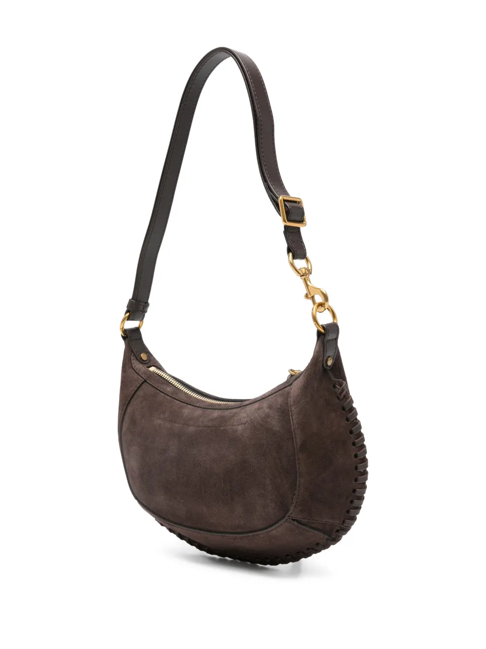 ISABEL MARANT Oskan suède schoudertas met stiksel Bruin