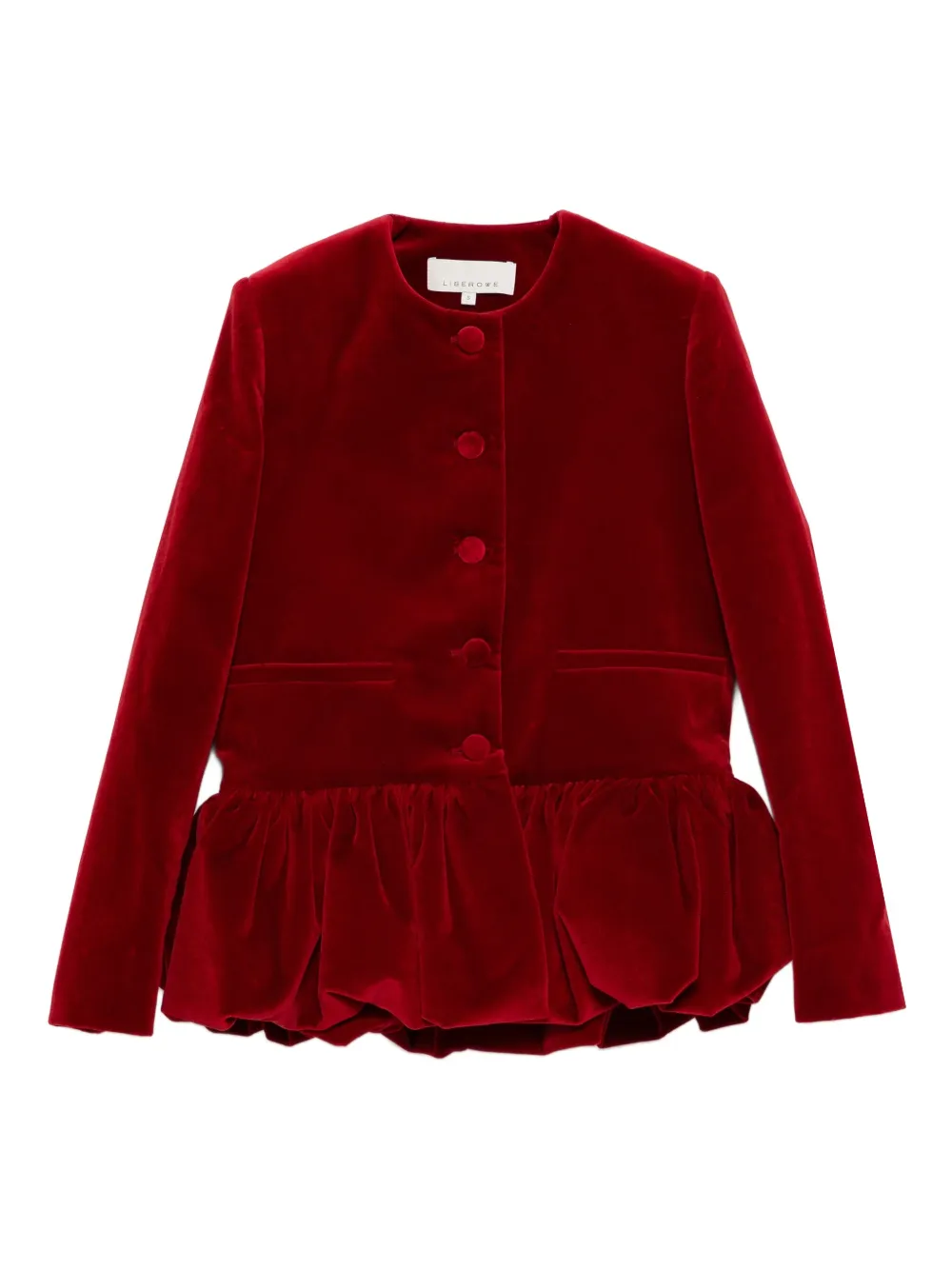 LIBEROWE peplum-hem velvet jacket - Rosso