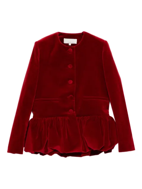 LIBEROWE chamarra de terciopelo con dobladillo peplum