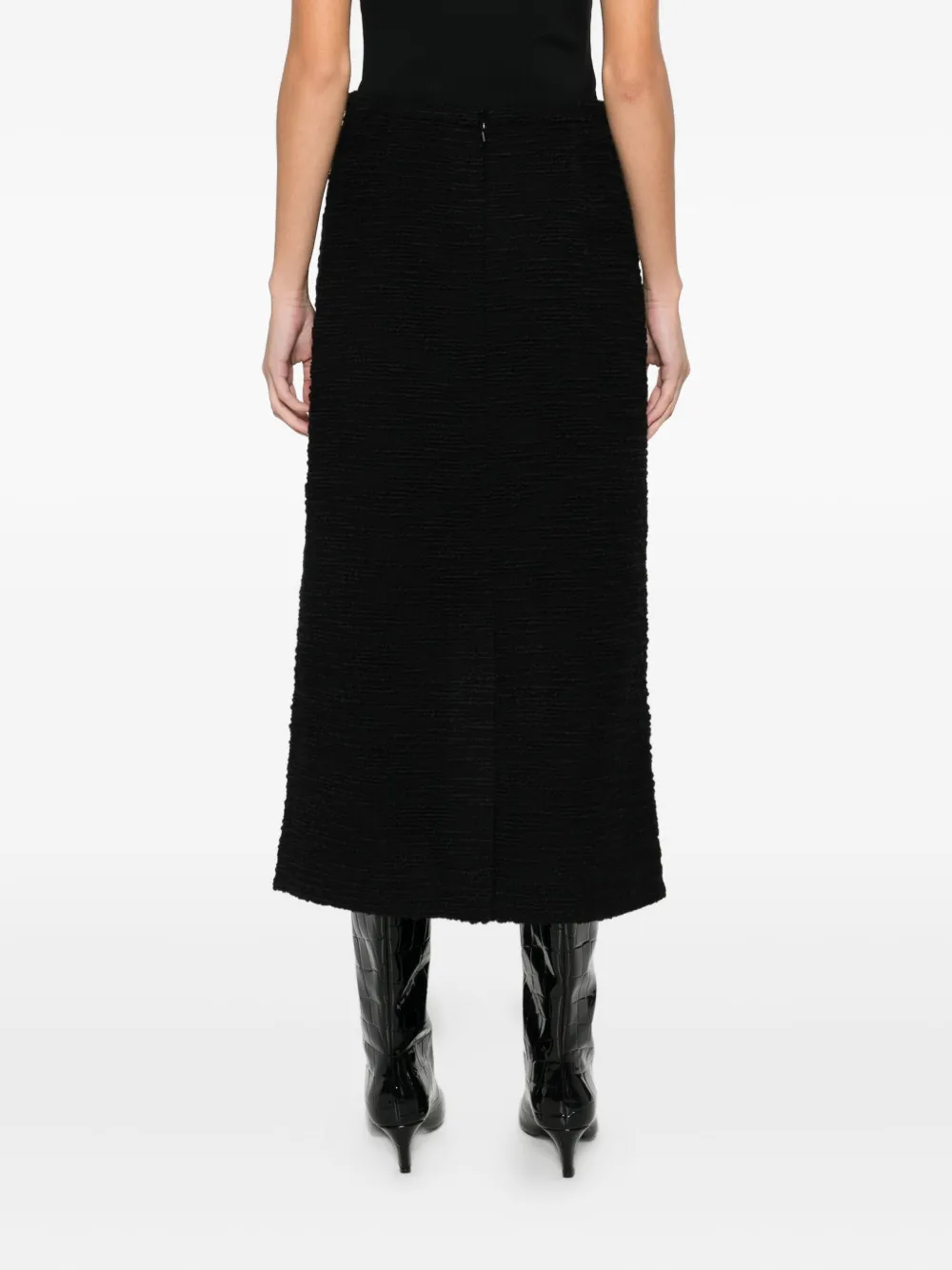 Liberowe Valerie Tweed Midi Skirt In Black