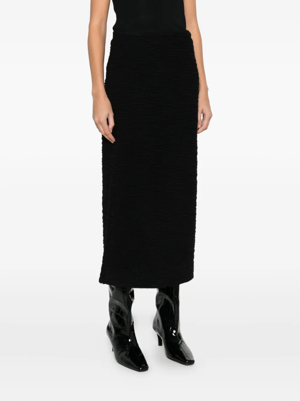 Liberowe Valerie Tweed Midi Skirt In Black