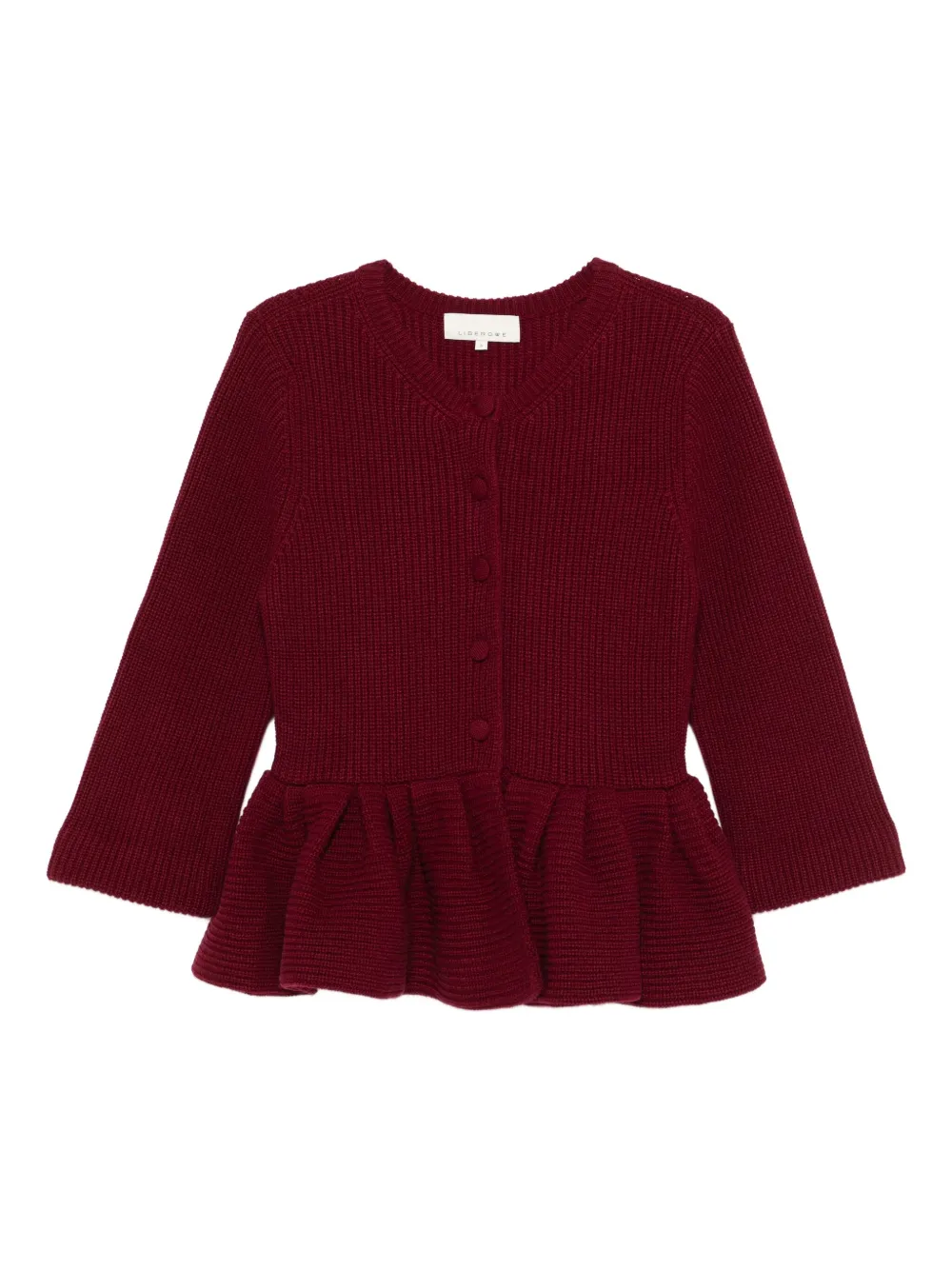 LIBEROWE peplum-hem cardigan - Rosso