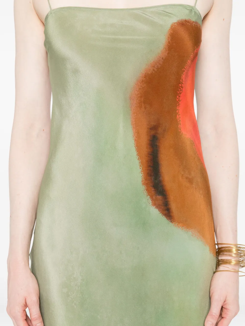 Sir Calle Square-neck Print Maxi Dress In Green