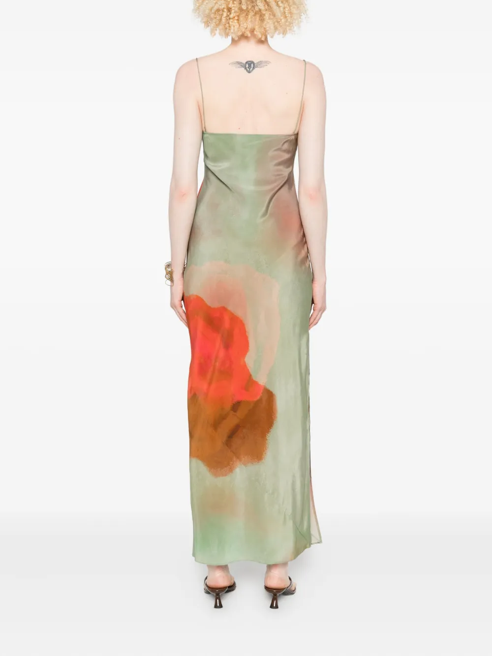 Sir Calle Square-neck Print Maxi Dress In Green