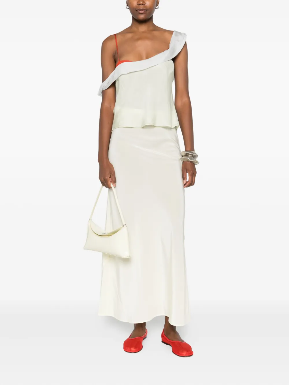 SIR. Palma off-shoulder top met ruches - Beige