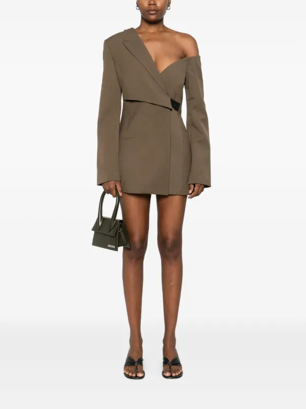 SIR. Sartoria Asymmetric Tailored Mini Dress | Brown | FARFETCH OM