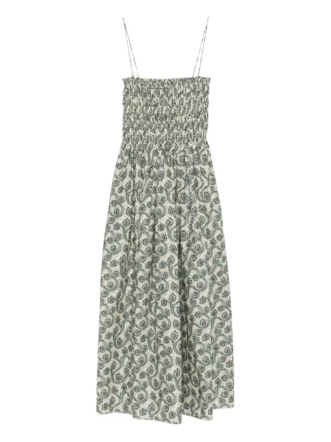 Matteau shirred printed maxi dress