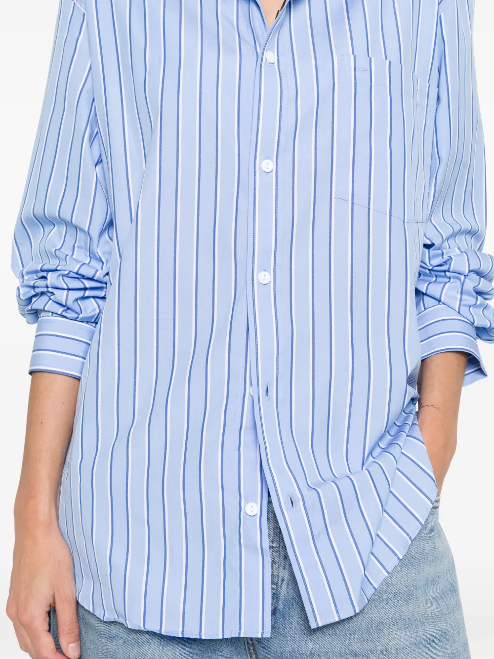 Matteau Striped Classic Shirt In Blue