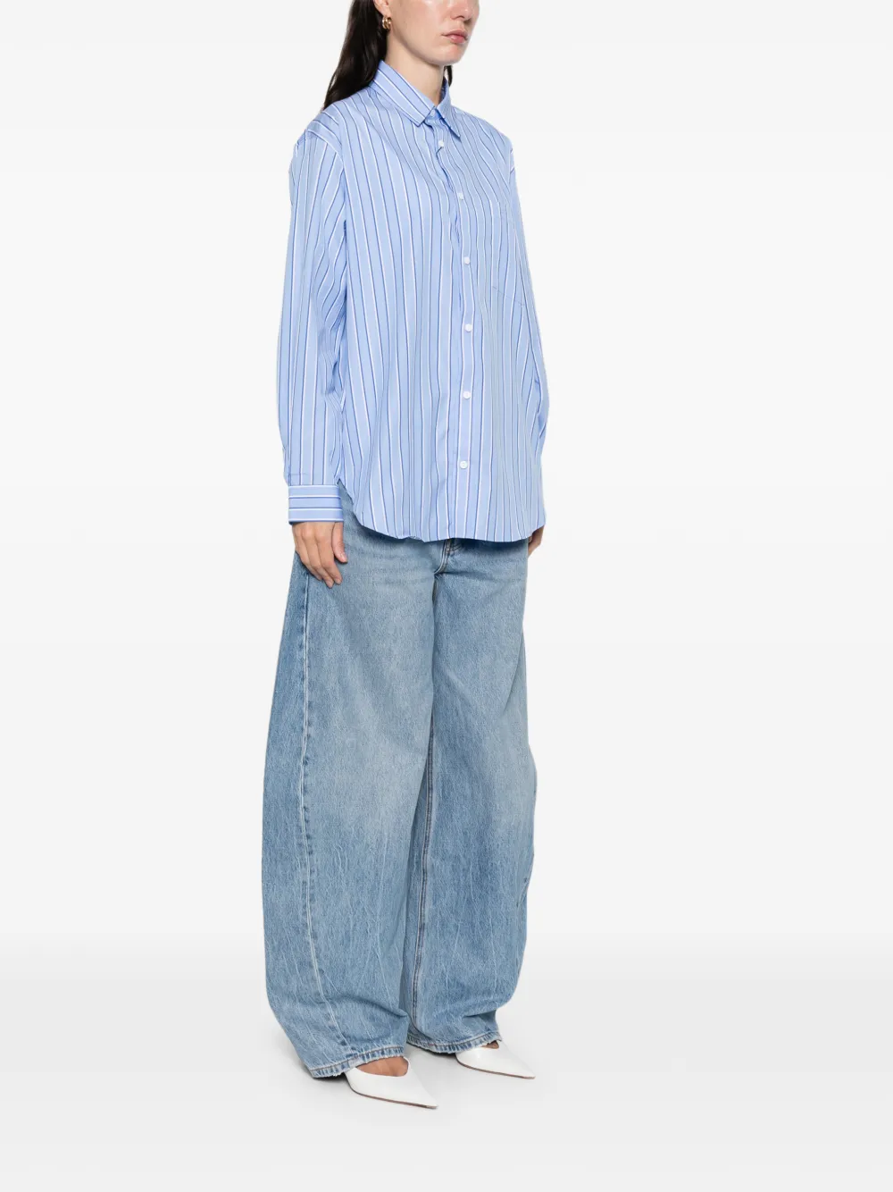 Matteau Striped Classic Shirt In Blue