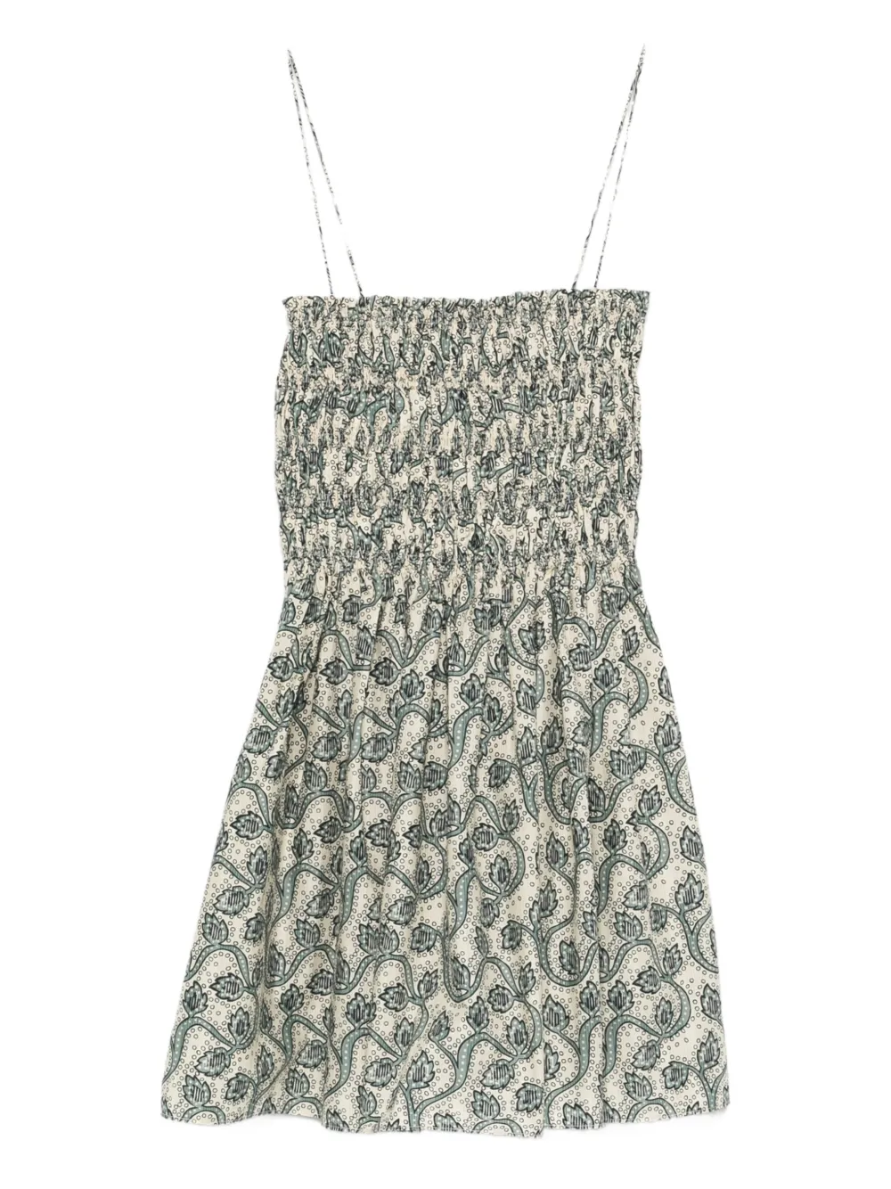 Matteau shirred printed mini dress - Toni neutri