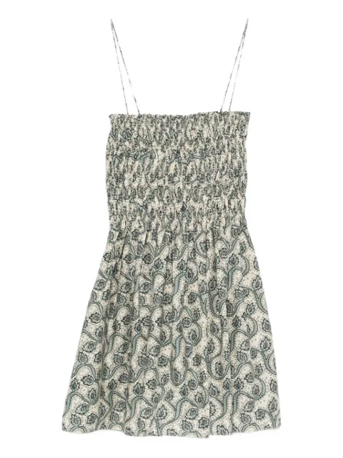Matteau shirred printed mini dress