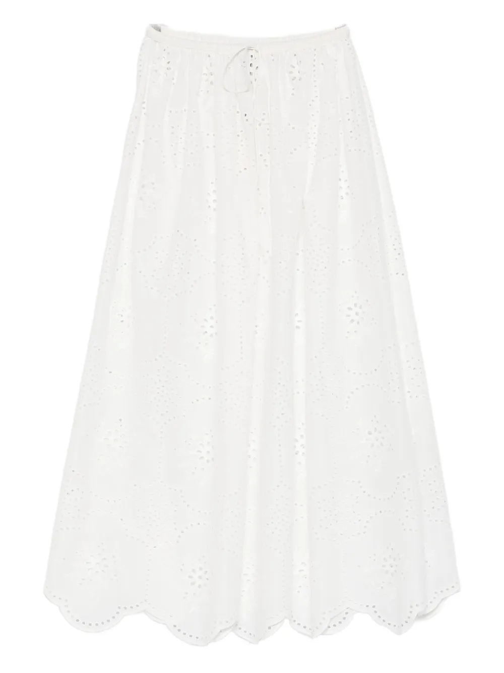 Matteau Broderie-detail Midi Skirt In White
