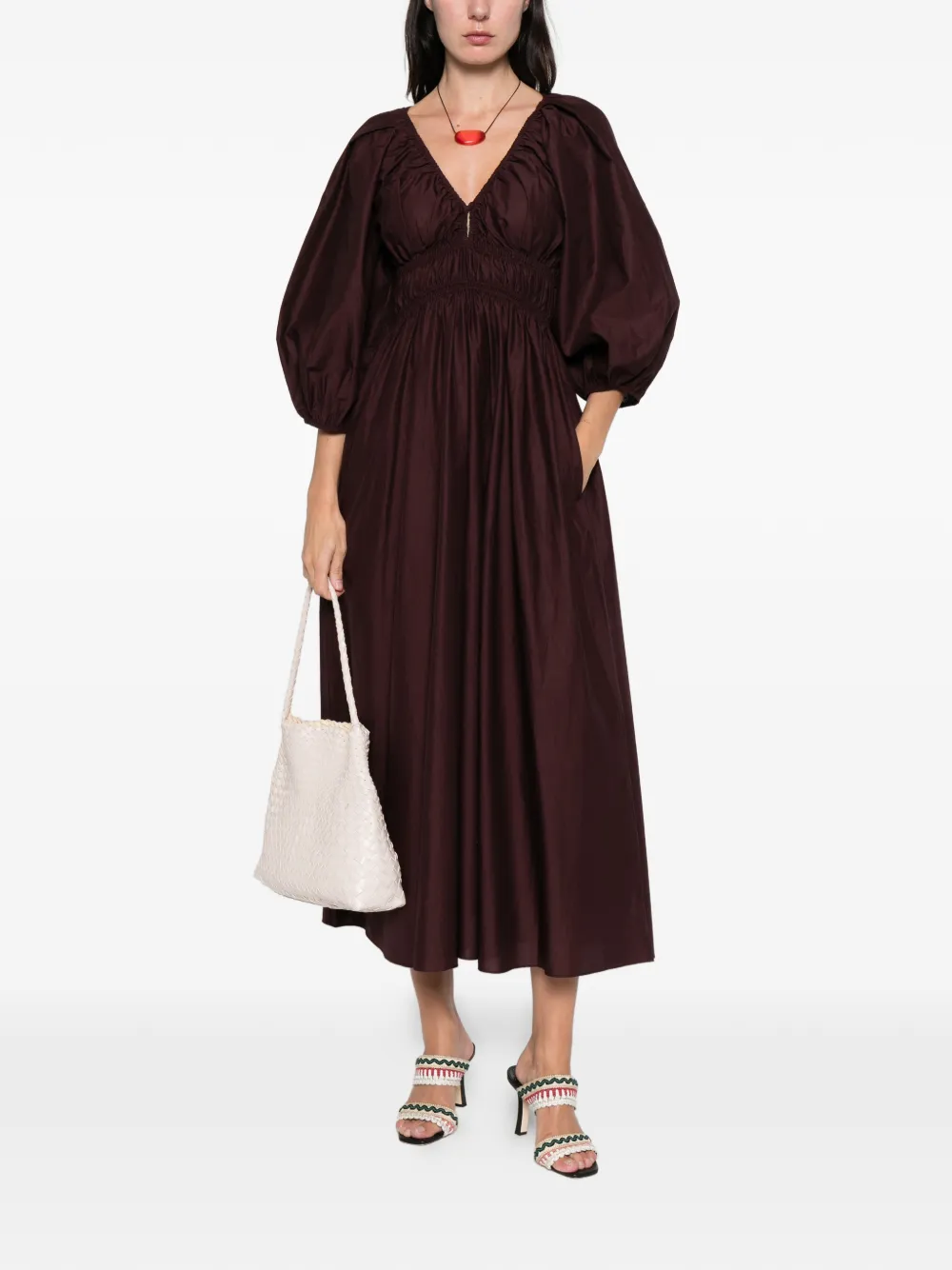 Matteau shirred plunge button midi dress | Day Dresses | Image 2