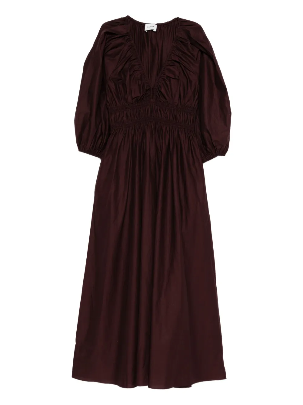 Matteau shirred plunge button midi dress | Purple | Image 1