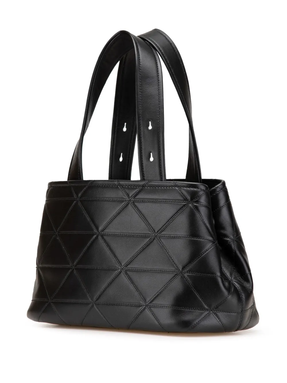 Pre-owned Prada 2000-2024 Small Quilted Lambskin Satchel In Black