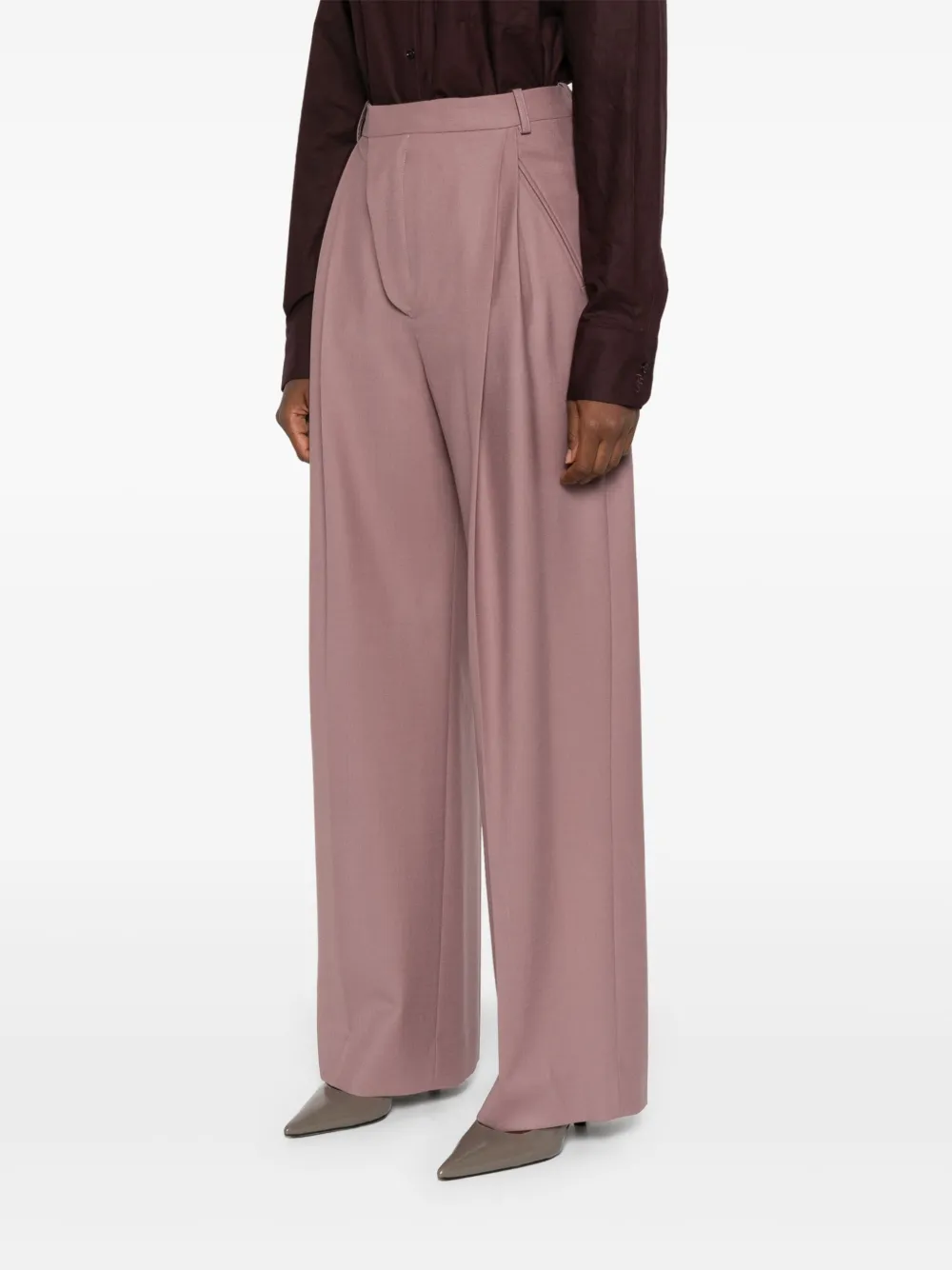 Victoria Beckham Geplooide pantalon Roze
