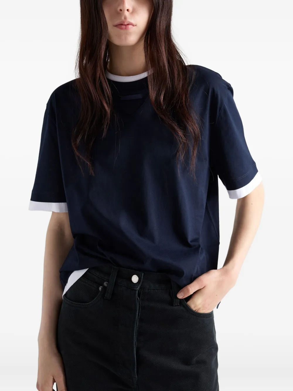 Prada T-shirt met logo Blauw