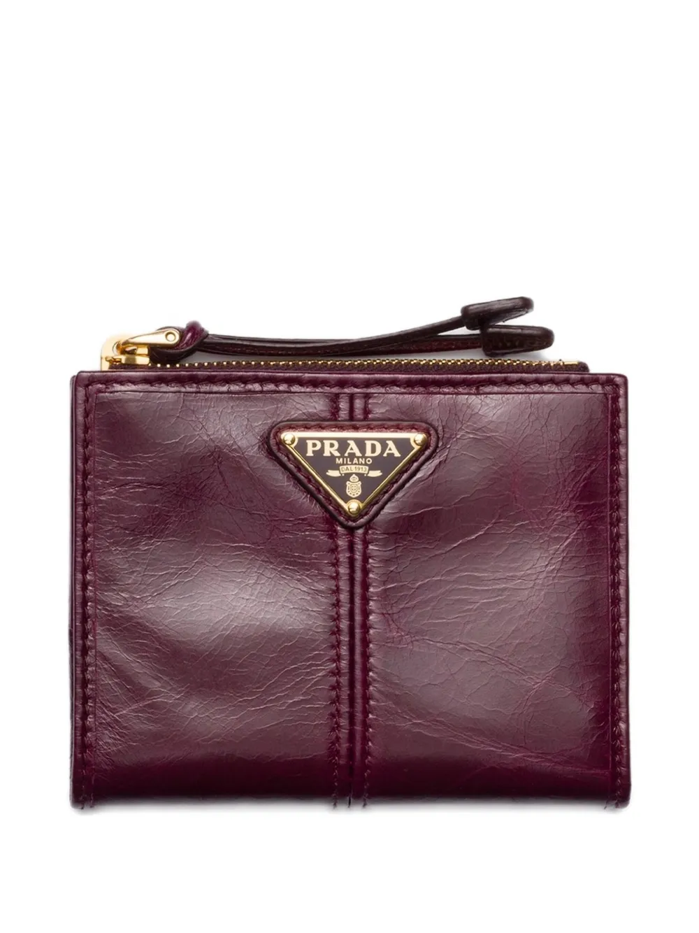 Prada Leren pasjeshouder met rits Rood