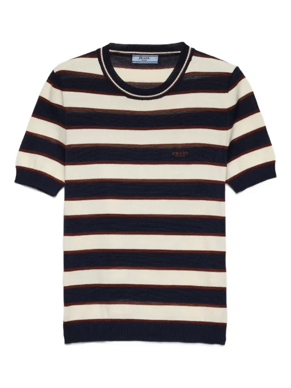 トップス 12ss Prada archive stripe long t shirt Prada Long-sleeved striped jersey T-shirt | REVERSIBLE