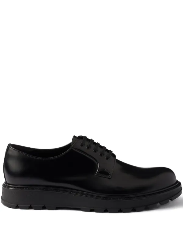 Prada Leather Derby Shoes | Black | FARFETCH
