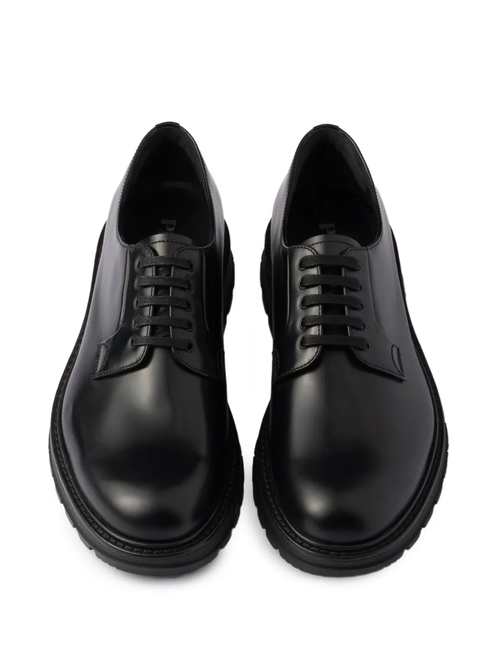 Prada Leren derby schoenen Zwart