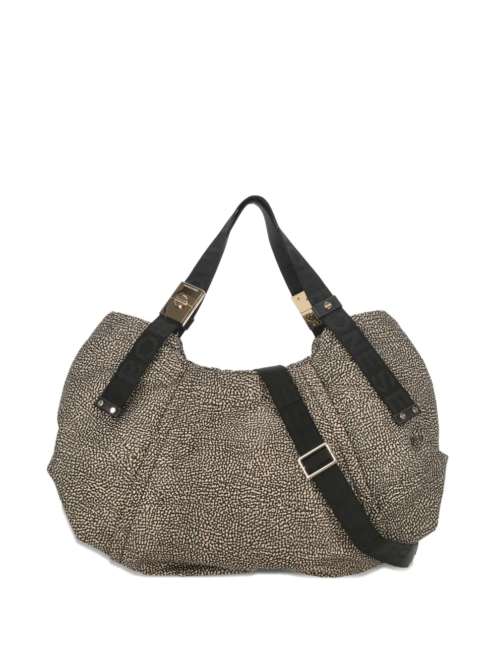 Borbonese Medium Fold Bowler Macadam-print Tote Bag In Neutral