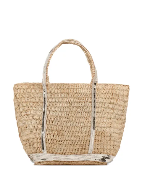 Vanessa Bruno sequin-embellished raffia tote bag