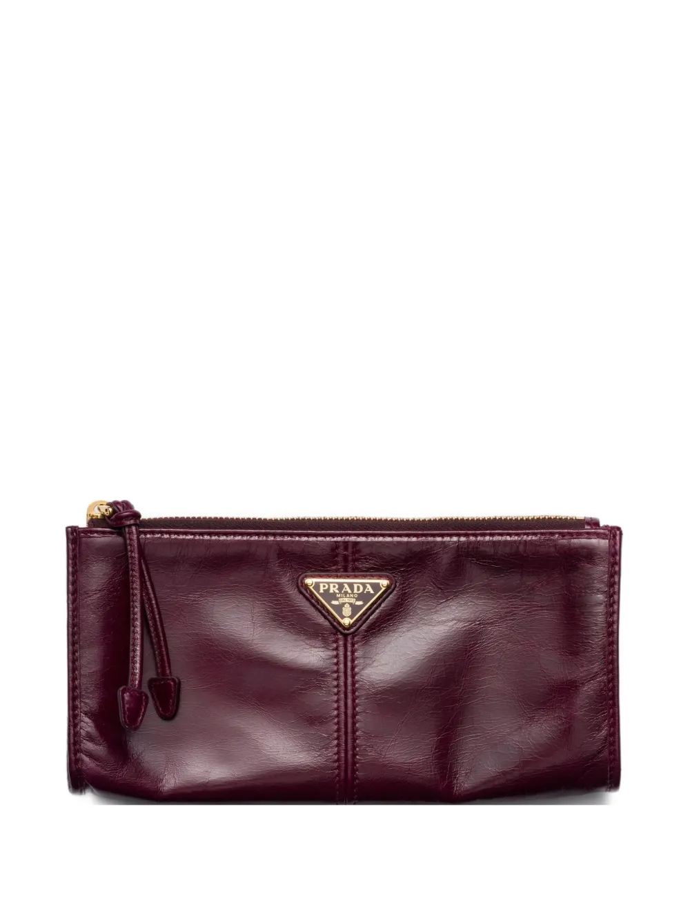 Prada Grote leren portemonnee met logoplakkaat Rood