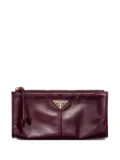 Prada large logo-plaque leather wallet - Red