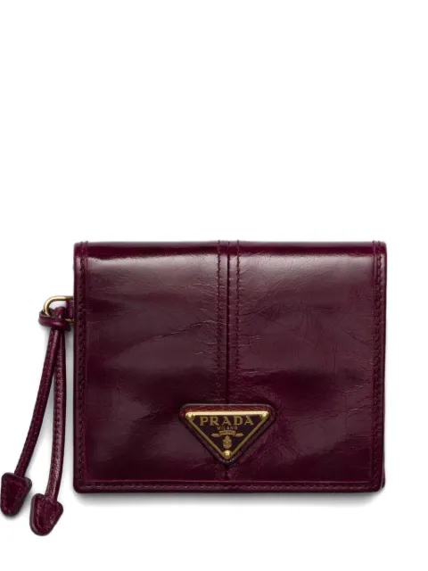 Prada Soft Lux patent-leather logo-plaque wallet