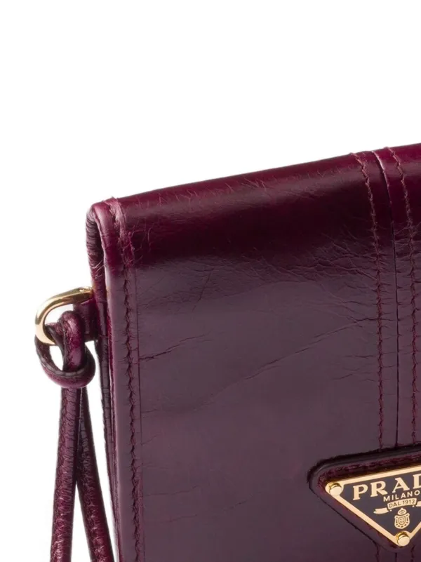 Prada Soft Lux patent-leather logo-plaque Wallet | Red | FARFETCH