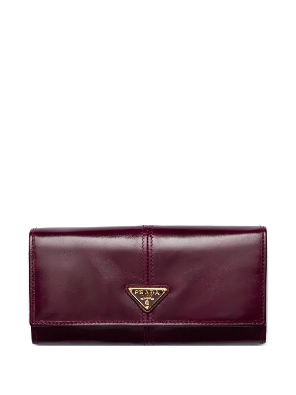 Prada Leather Triangular-logo Wallet In Red