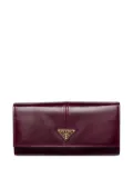 Prada leather triangular-logo wallet - Red