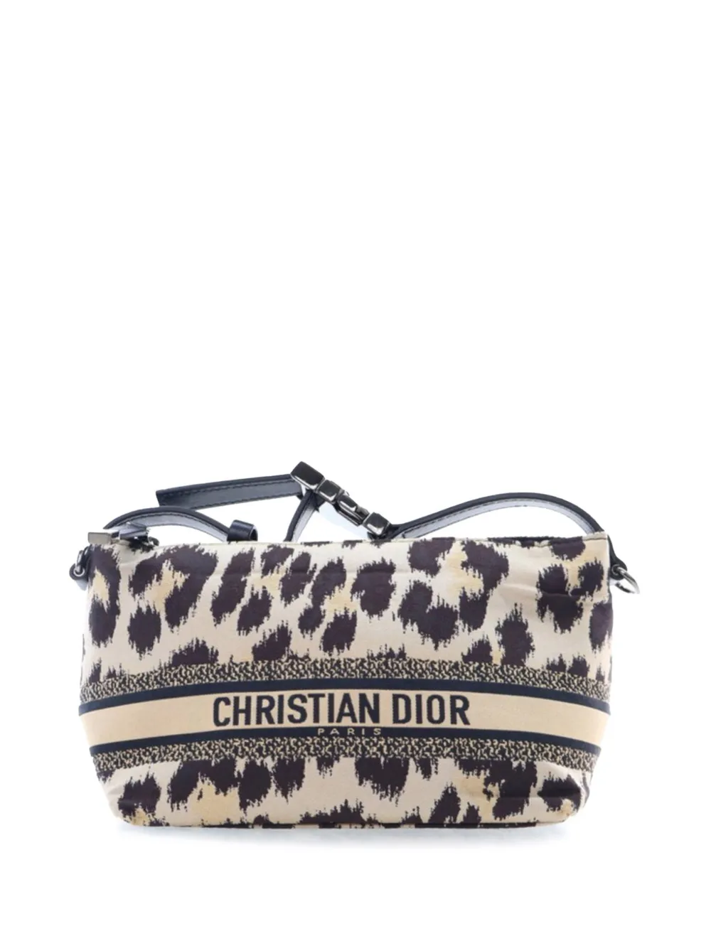 Christian Dior Pre-Owned 2022 Mizza Small Canvas Embroidered Leopard DiorTravel Nomad Pouch handbag | Brown | Image 1