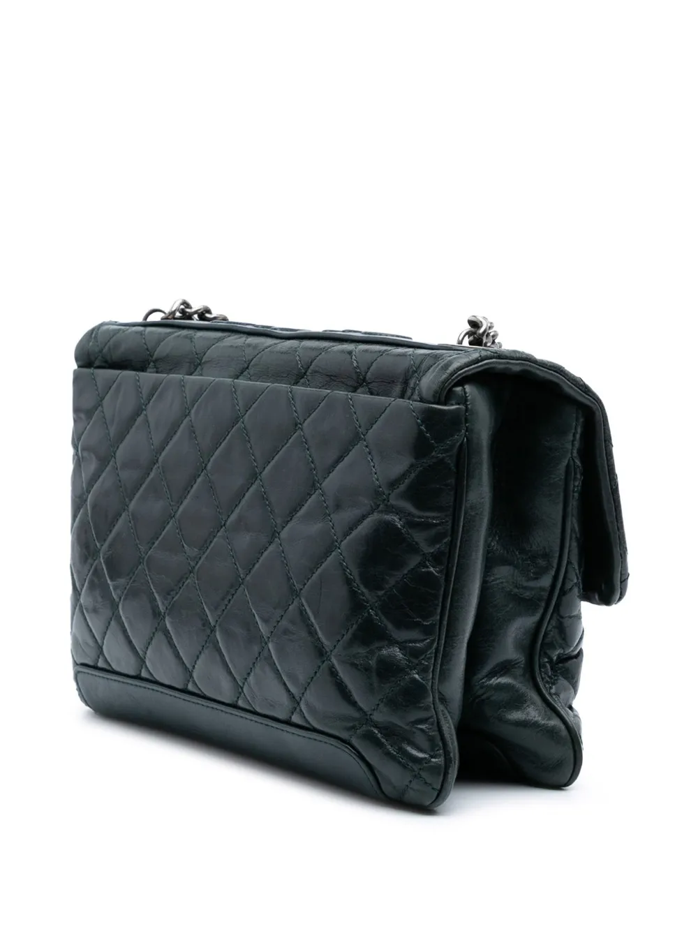 Pre-owned Chanel 2012-2013 Quilted Aged Calfskin Logo Accordion Flap Crossbody Bag