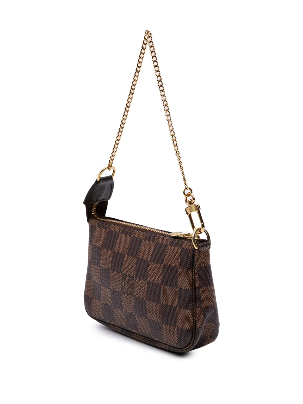 Pre-owned Louis Vuitton 2021 Damier Ebene Mini Pochette Accessoires Handbag In Brown