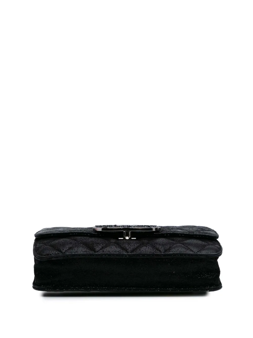 Pre-owned Chanel 2011 Iridescent Caviar Crystal Cc Wallet On Chain Crossbody Bag In Black