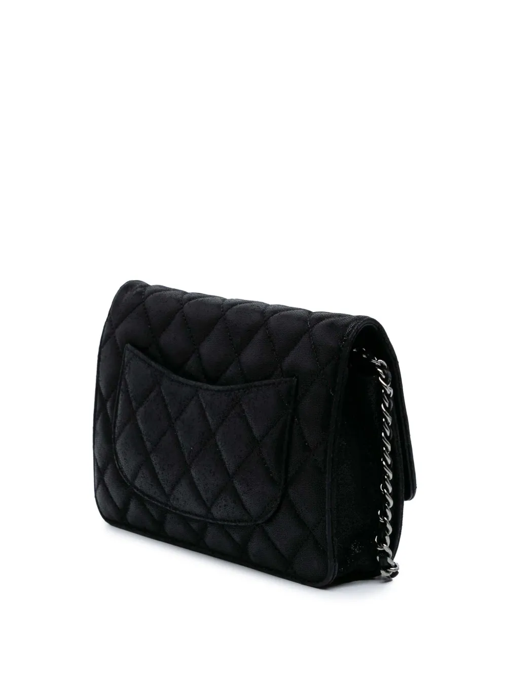 Pre-owned Chanel 2011 Iridescent Caviar Crystal Cc Wallet On Chain Crossbody Bag In Black