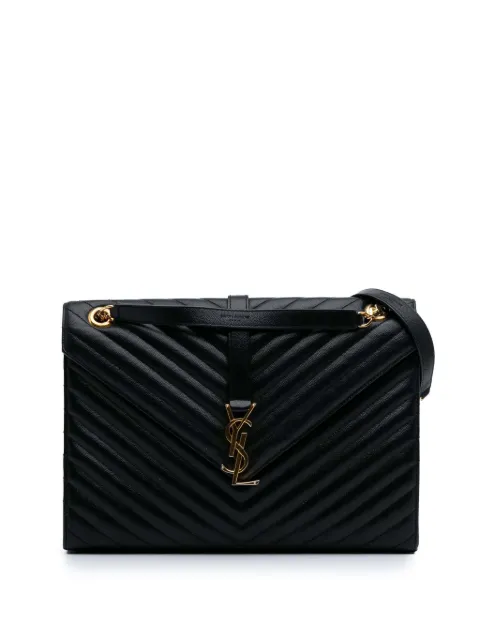 Saint Laurent Pre-Owned Grain De Poudre Monogram Chevron Envelope 大号单肩包（2017年典藏款）