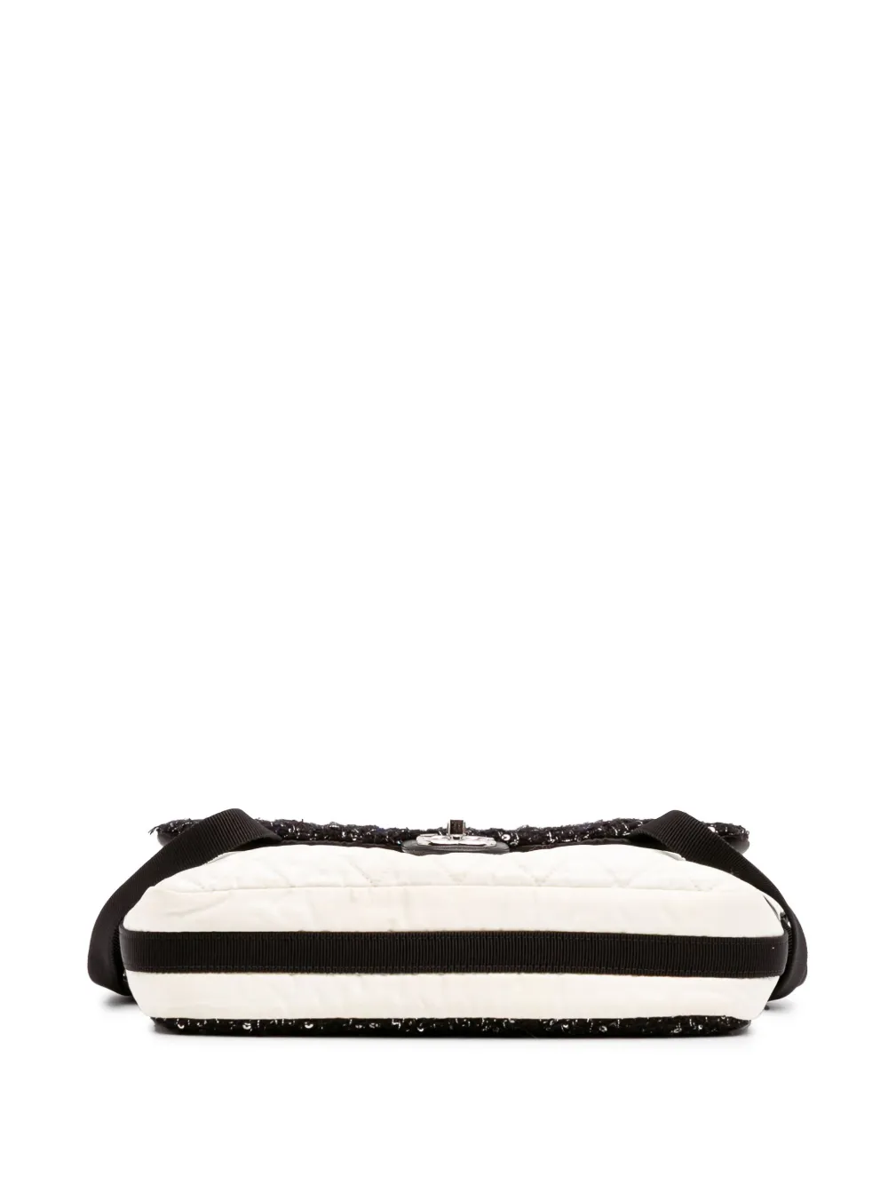 Pre-owned Chanel 2017-2018 Bicolor Tweed And Nylon Astronaut Essentials Flap Satchel