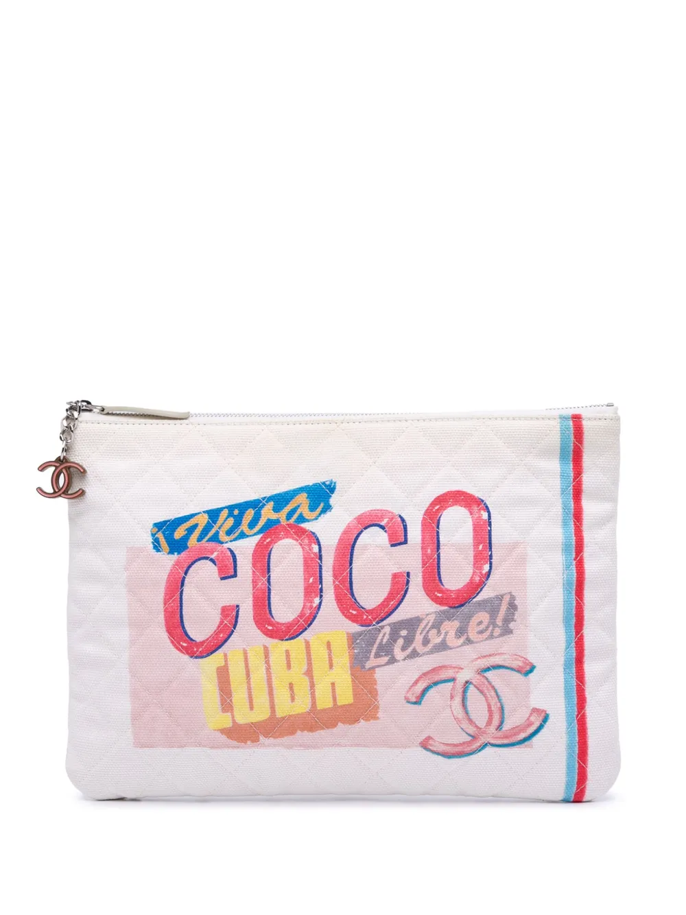 CHANEL Pre-Owned 2016-2017 Viva Coco Cuba Libre Canvas clutch bag | White | Image 1